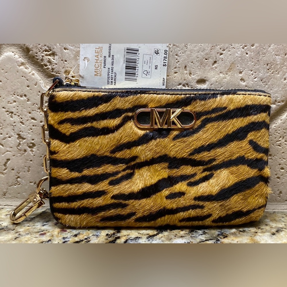 NWT Michael Kors Small Key Card Holder Haircalf - Retail $178
